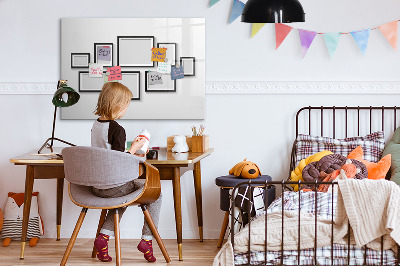 Uitwisbaar glazen planbord met magnetische functie Zwart frame