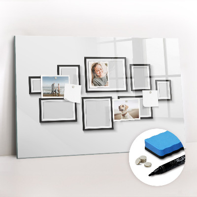 Uitwisbaar glazen planbord met magnetische functie Zwart frame