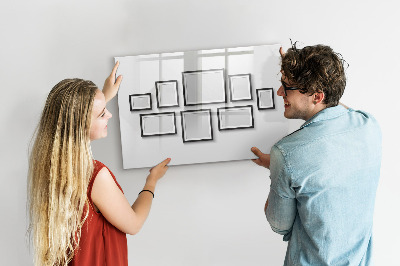 Uitwisbaar glazen planbord met magnetische functie Zwart frame