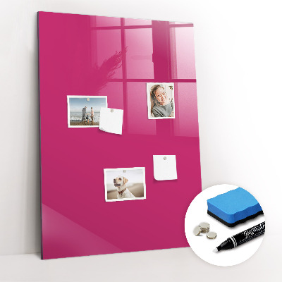 Glazen magneet-memobord voor thuis of op het werk Sterke roze kleur