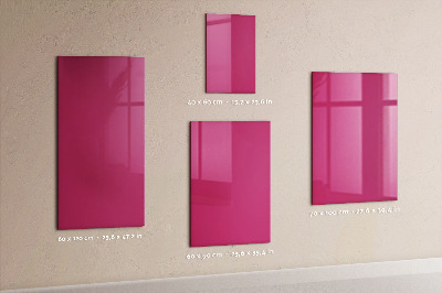 Glazen magneet-memobord voor thuis of op het werk Sterke roze kleur