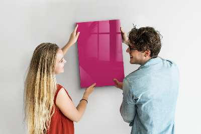 Glazen magneet-memobord voor thuis of op het werk Sterke roze kleur
