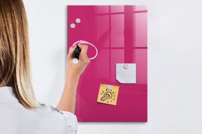 Glazen magneet-memobord voor thuis of op het werk Sterke roze kleur