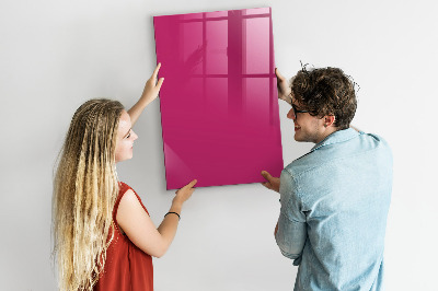Glazen magneet-memobord voor thuis of op het werk Sterke roze kleur