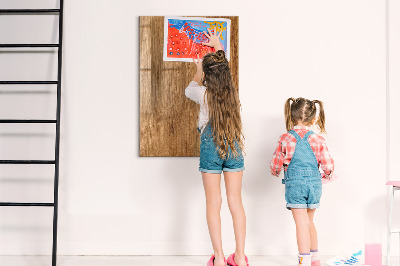 Magnetisch planbord voor de muur van bedrukt glas Warme houttint