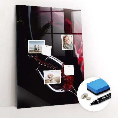 Glazen magneet-memobord voor thuis of op het werk Gemorste wijn