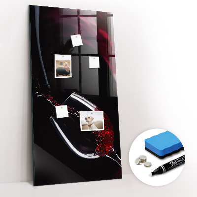 Glazen magneet-memobord voor thuis of op het werk Gemorste wijn