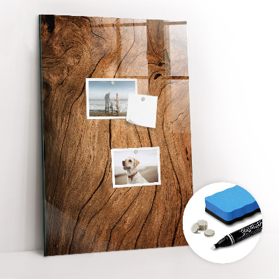 Glazen magneet-memobord voor thuis of op het werk Oud hout