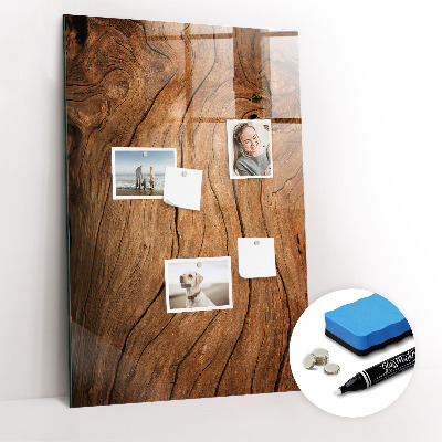 Glazen magneet-memobord voor thuis of op het werk Oud hout