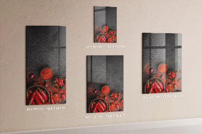 Glazen magneet-memobord voor thuis of op het werk Gemalen paprika