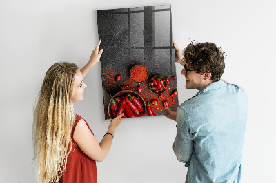 Glazen magneet-memobord voor thuis of op het werk Gemalen paprika