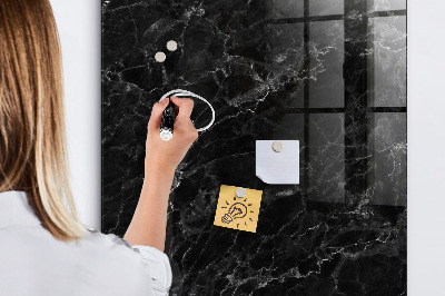 Glazen magneet-memobord voor thuis of op het werk Donker marmer