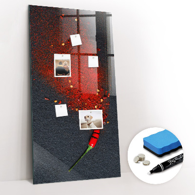 Magnetisch planbord voor de muur van bedrukt glas Paprikapoeder