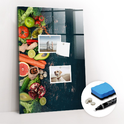 Magnetisch planbord voor de muur van bedrukt glas Veganistische tafel