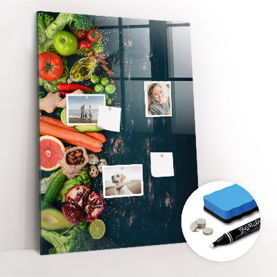 Magnetisch planbord voor de muur van bedrukt glas Veganistische tafel