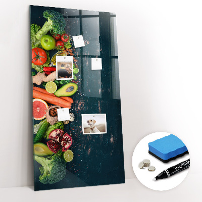 Magnetisch planbord voor de muur van bedrukt glas Veganistische tafel