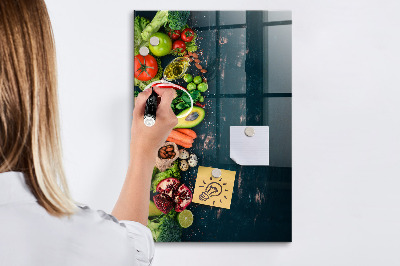 Magnetisch planbord voor de muur van bedrukt glas Veganistische tafel