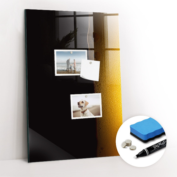 Glazen magneet-memobord voor thuis of op het werk Donker bier