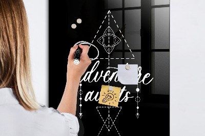 Magnetisch planbord voor de muur van bedrukt glas Avontuur