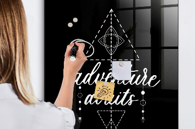 Magnetisch planbord voor de muur van bedrukt glas Avontuur