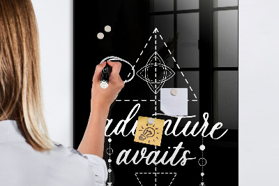 Magnetisch planbord voor de muur van bedrukt glas Avontuur