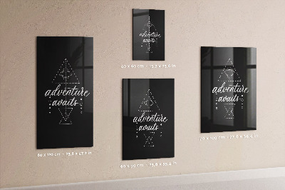 Magnetisch planbord voor de muur van bedrukt glas Avontuur