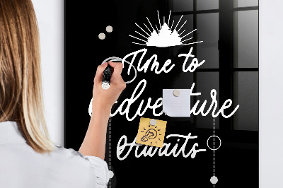 Glazen magneet-memobord voor thuis of op het werk Avontuur