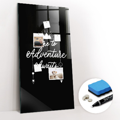 Glazen magneet-memobord voor thuis of op het werk Avontuur
