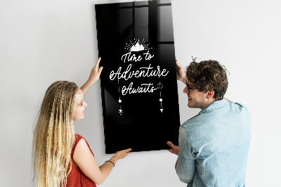 Glazen magneet-memobord voor thuis of op het werk Avontuur