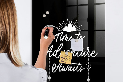 Glazen magneet-memobord voor thuis of op het werk Avontuur