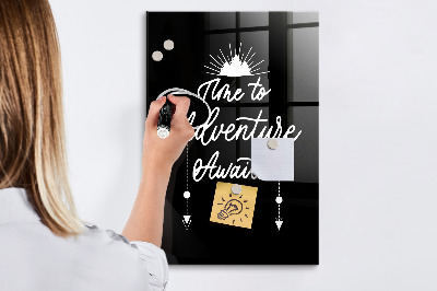 Glazen magneet-memobord voor thuis of op het werk Avontuur