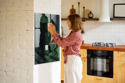 Glazen magneet-memobord voor thuis of op het werk Bladeren van jungleplanten