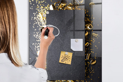 Magnetisch planbord voor de muur van bedrukt glas Gouden confetti