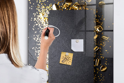 Magnetisch planbord voor de muur van bedrukt glas Gouden confetti
