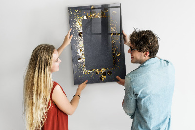 Magnetisch planbord voor de muur van bedrukt glas Gouden confetti