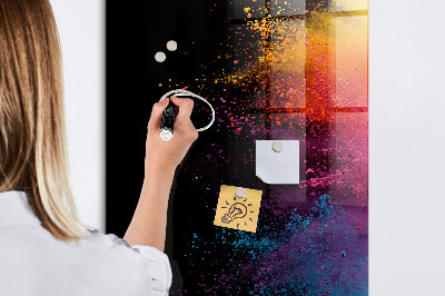 Glazen magneet-memobord voor thuis of op het werk Gekleurd poeder