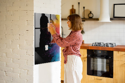 Glazen magneet-memobord voor thuis of op het werk Gekleurd poeder