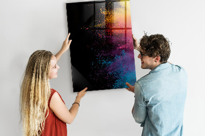Glazen magneet-memobord voor thuis of op het werk Gekleurd poeder