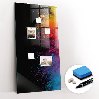 Glazen magneet-memobord voor thuis of op het werk Gekleurd poeder