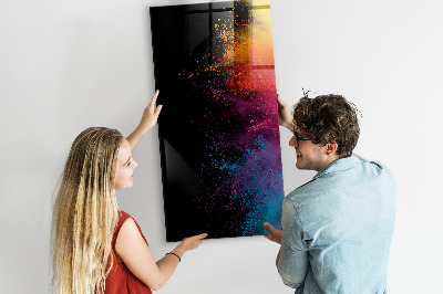 Glazen magneet-memobord voor thuis of op het werk Gekleurd poeder