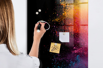 Glazen magneet-memobord voor thuis of op het werk Gekleurd poeder