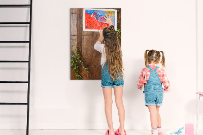 Magnetisch planbord voor de muur van bedrukt glas Rustiek hout