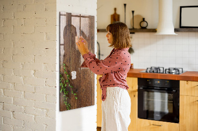 Magnetisch planbord voor de muur van bedrukt glas Rustiek hout