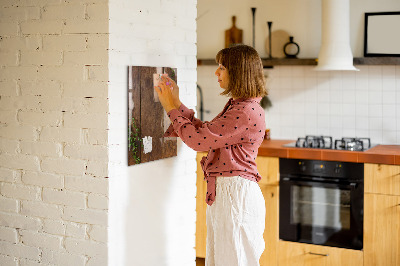 Magnetisch planbord voor de muur van bedrukt glas Rustiek hout