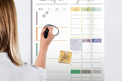 Wandbord van glas magnetisch en uitwisbaar Wekelijks maaltijdplan