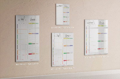 Wandbord van glas magnetisch en uitwisbaar Wekelijks maaltijdplan