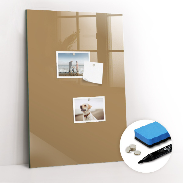 Glazen magneetbord met decoratieve print Donkerbeige kleur