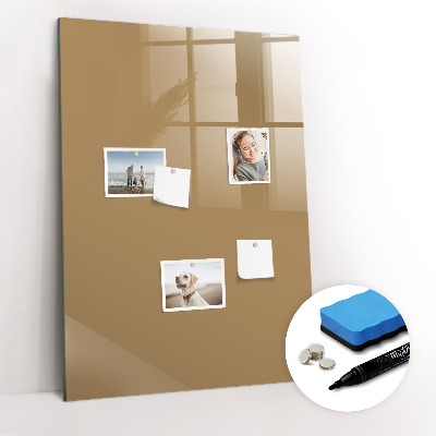Glazen magneetbord met decoratieve print Donkerbeige kleur