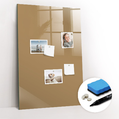 Glazen magneetbord met decoratieve print Donkerbeige kleur