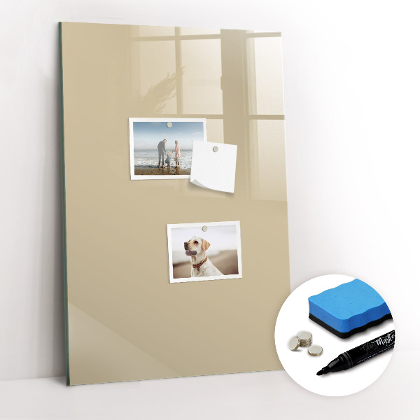 Glazen magneetbord met decoratieve print Beige kleur